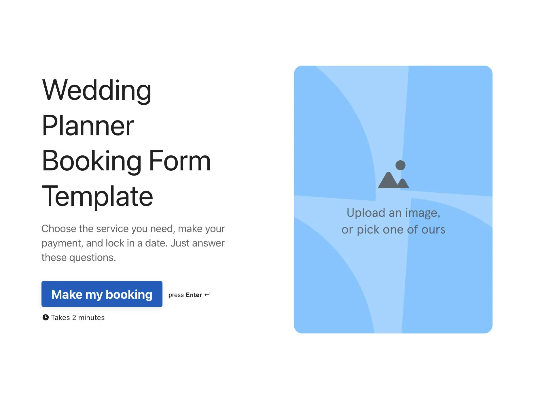 Wedding Planner Booking Form Template Hero