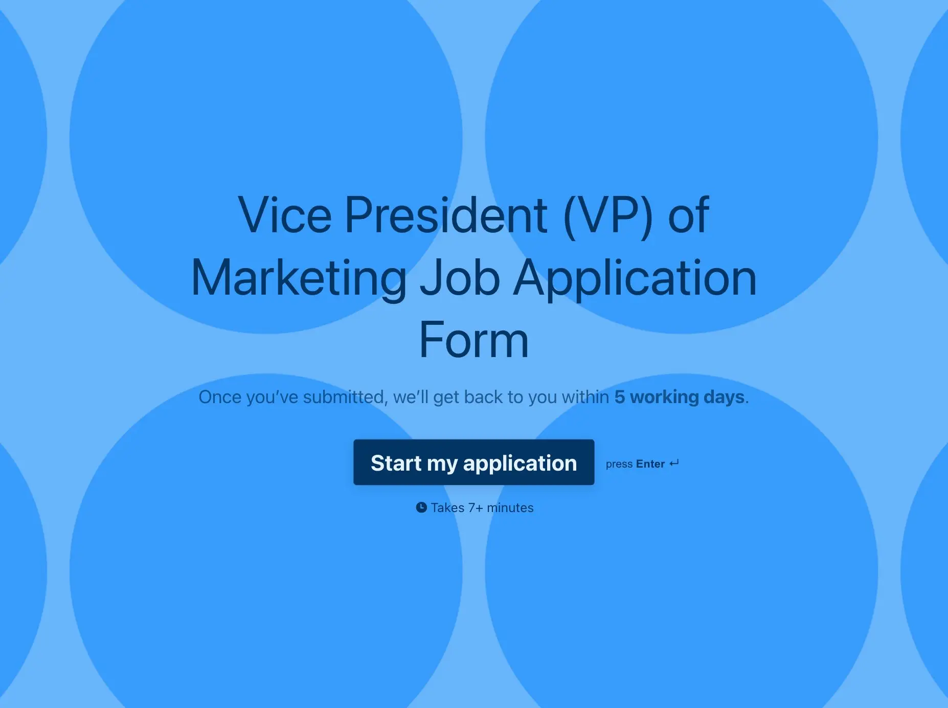 Vice President (VP) of Marketing Job Application Form Template Hero