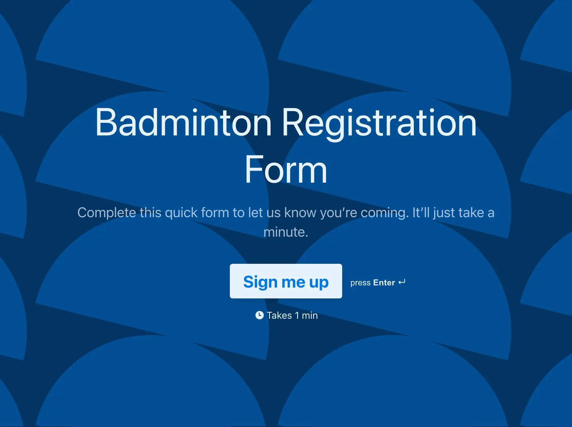 Badminton Registration Form Template Hero