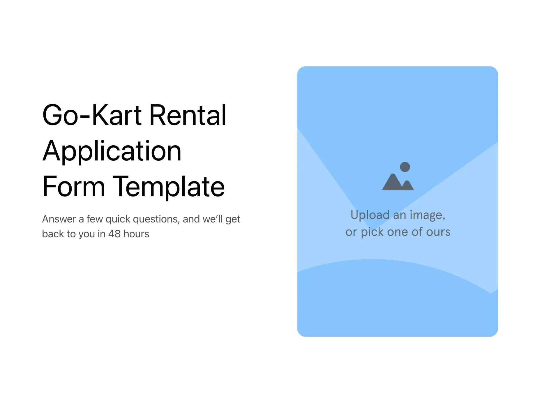 Go-Kart Rental Application Form Template Hero