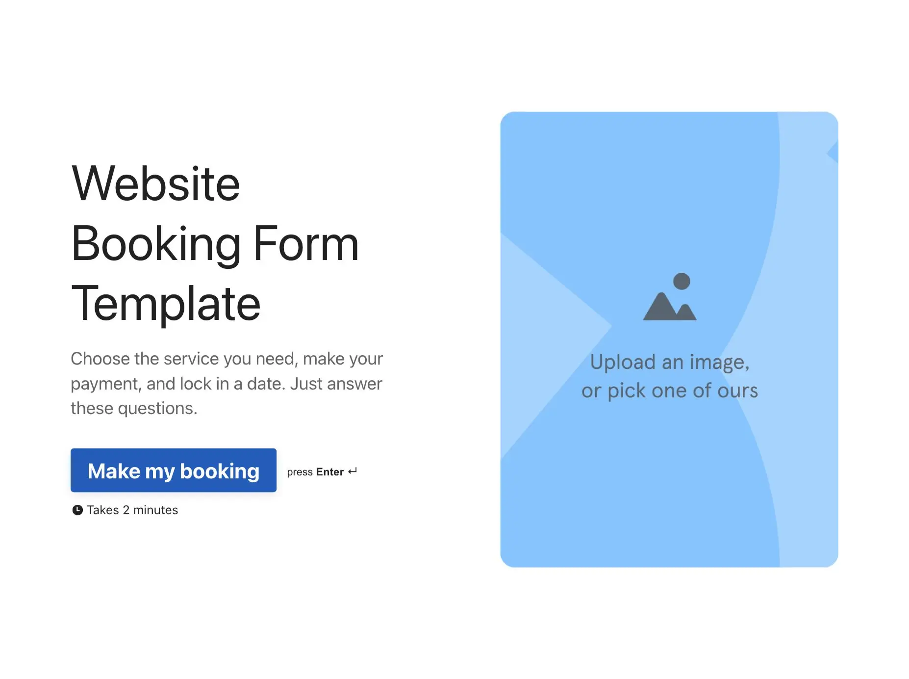 Website Booking Form Template Hero