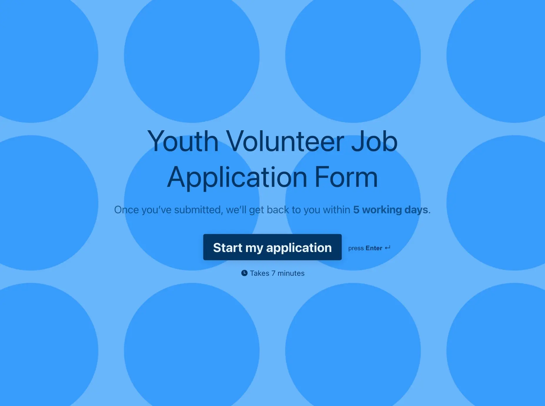 Youth Volunteer Job Application Form Template Hero