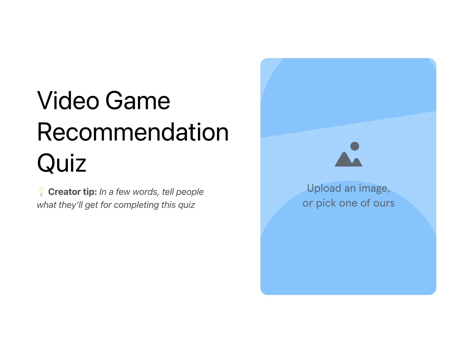 Video Game Recommendation Quiz Template Hero