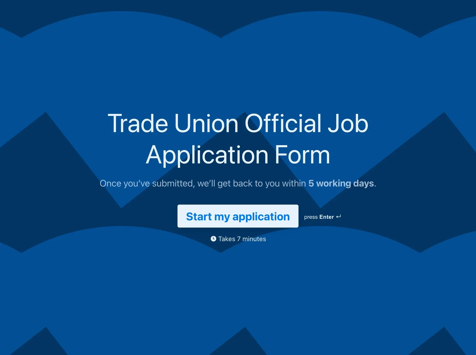 Trade Union Official Job Application Form Template Hero