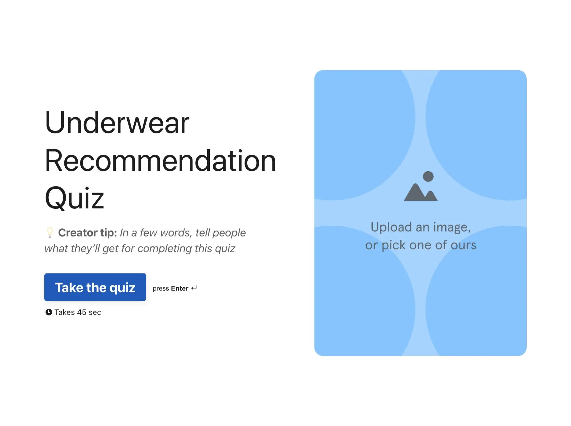 Underwear Recommendation Quiz Template Hero