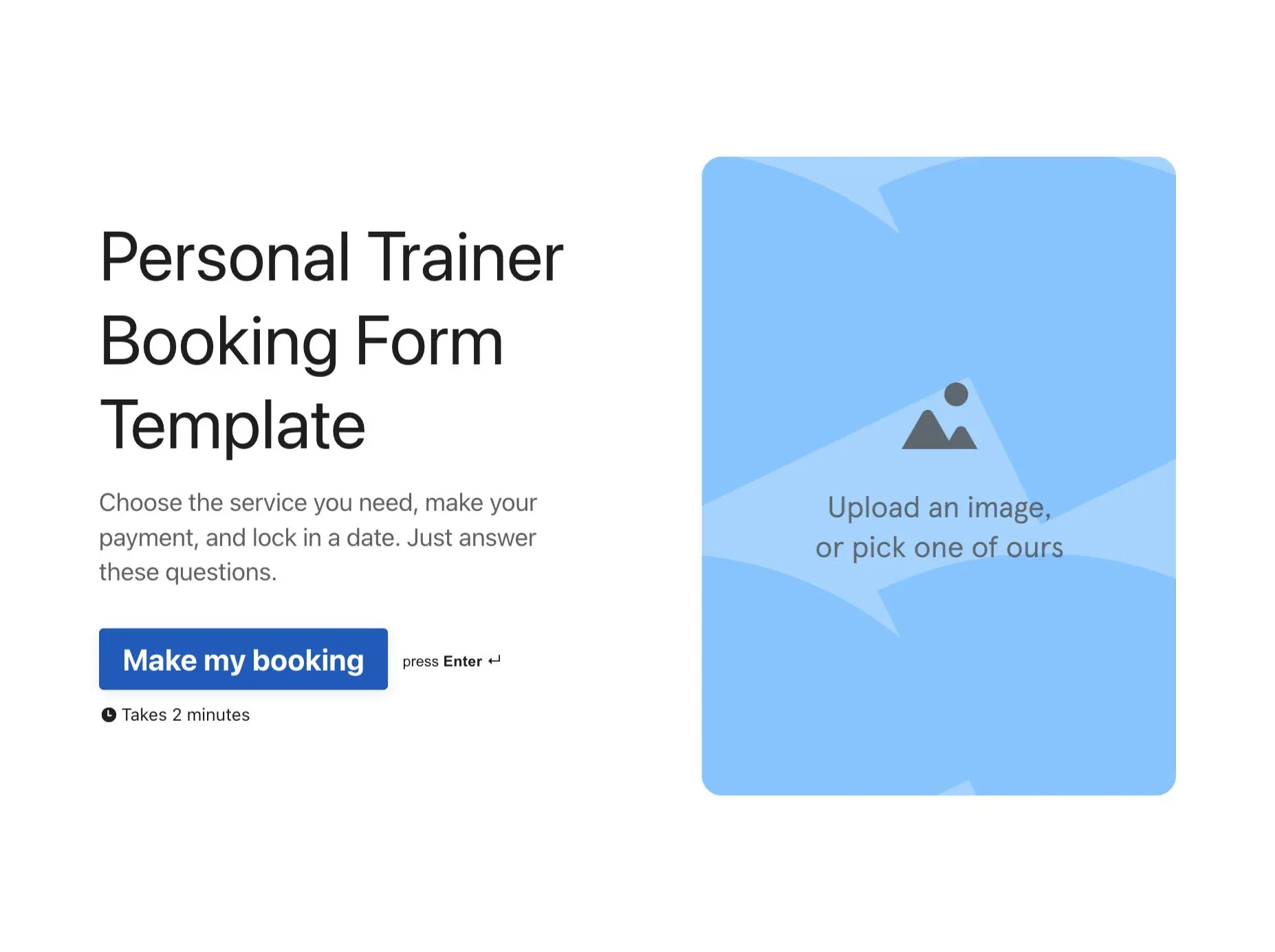Personal Trainer Booking Form Template Hero