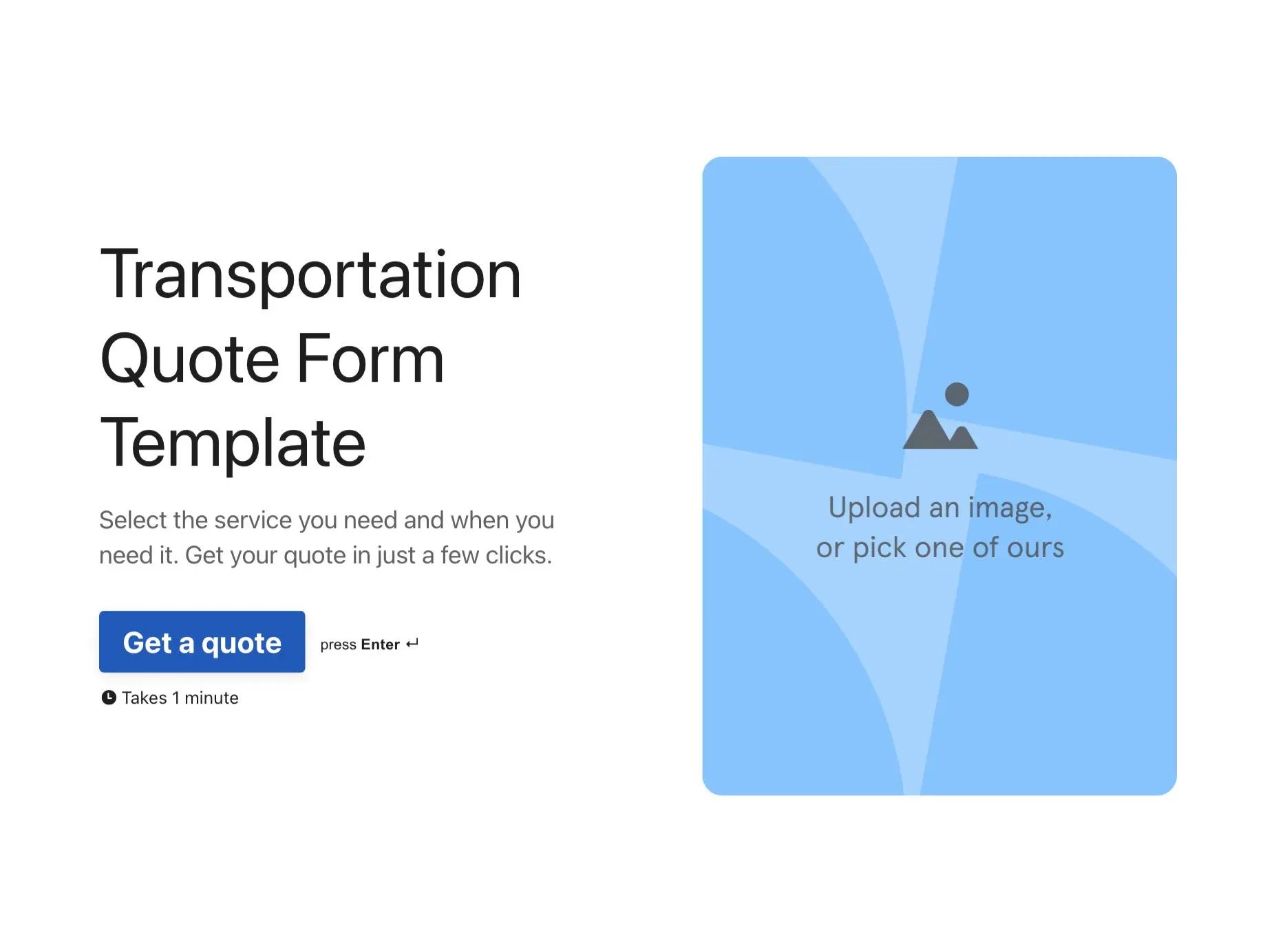 Transportation Quote Form Template Hero