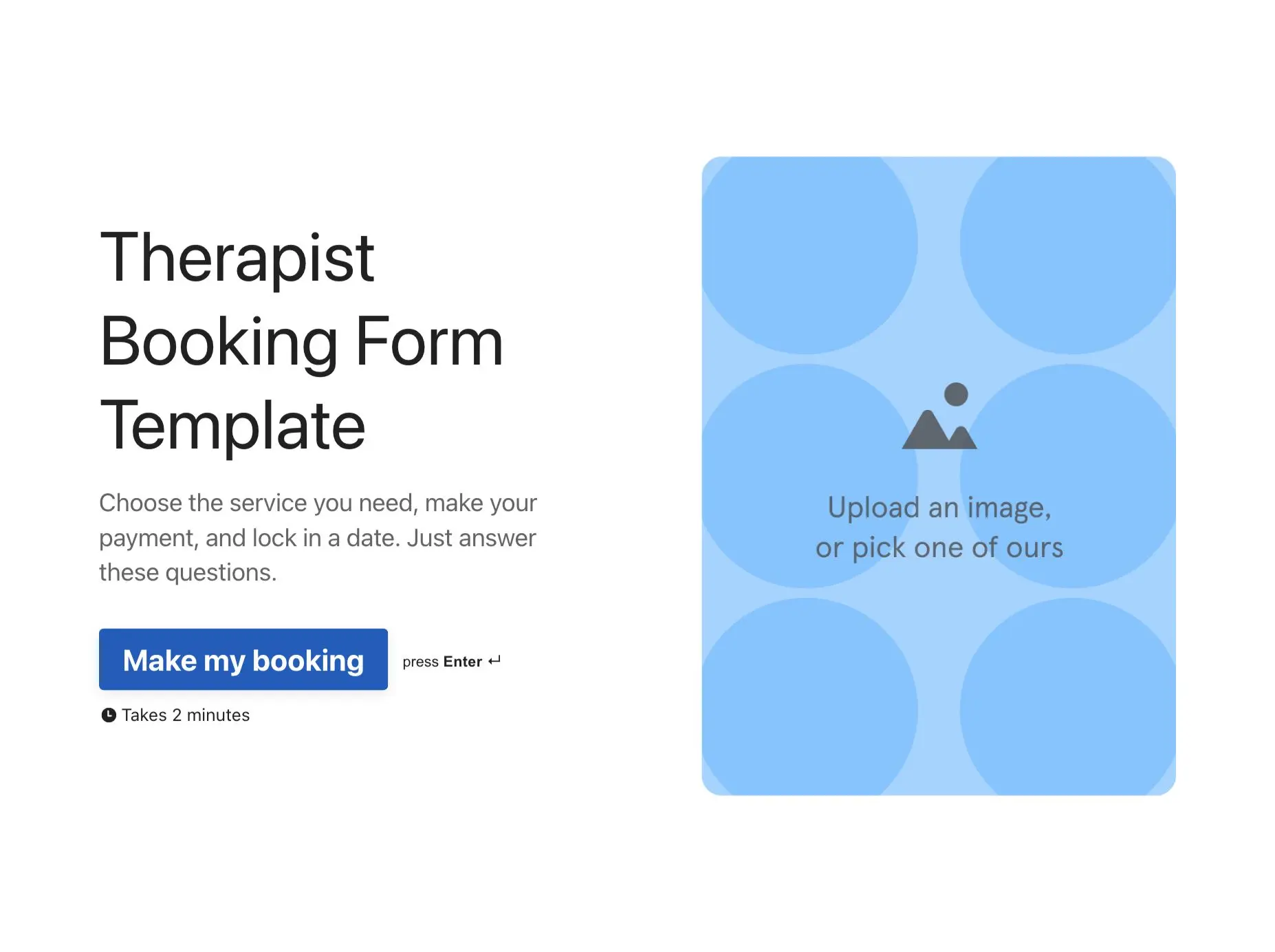 Therapist Booking Form Template Hero
