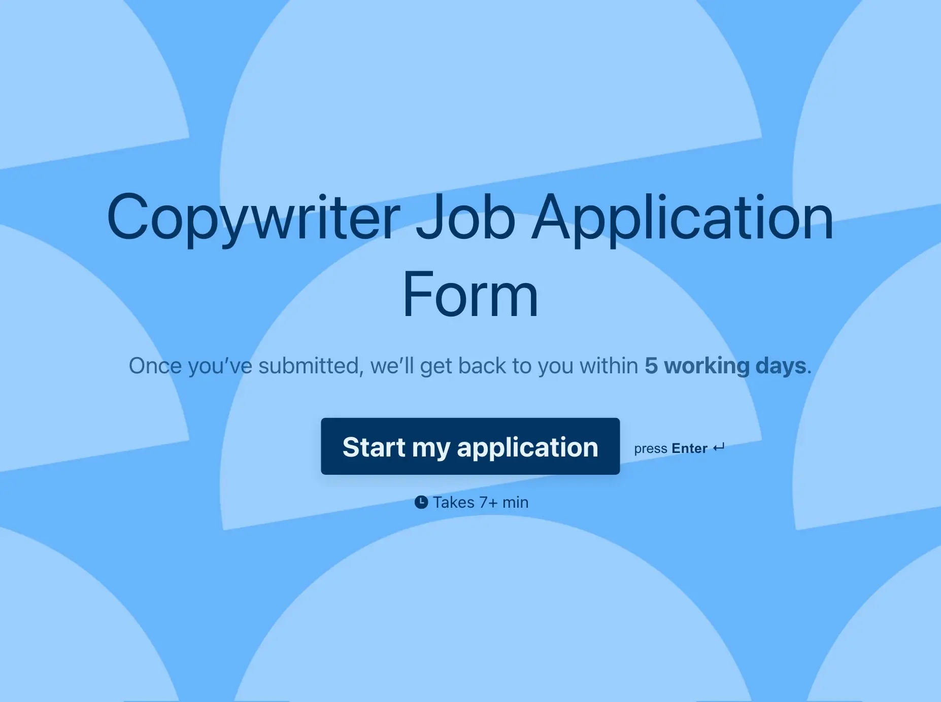 Copywriter Job Application Form Template Hero