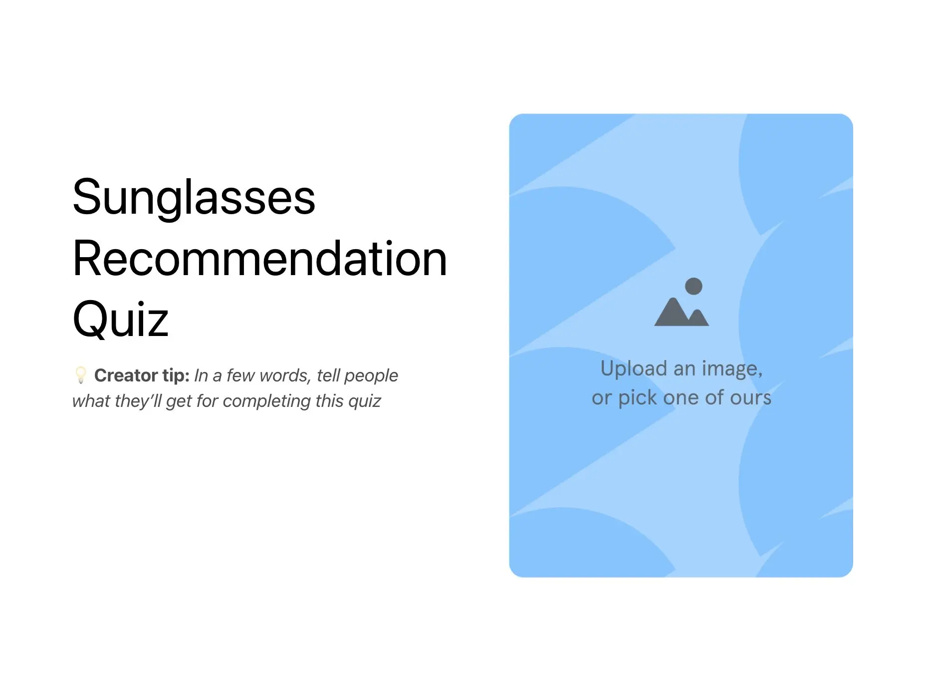Sunglasses Recommendation Quiz Template Hero