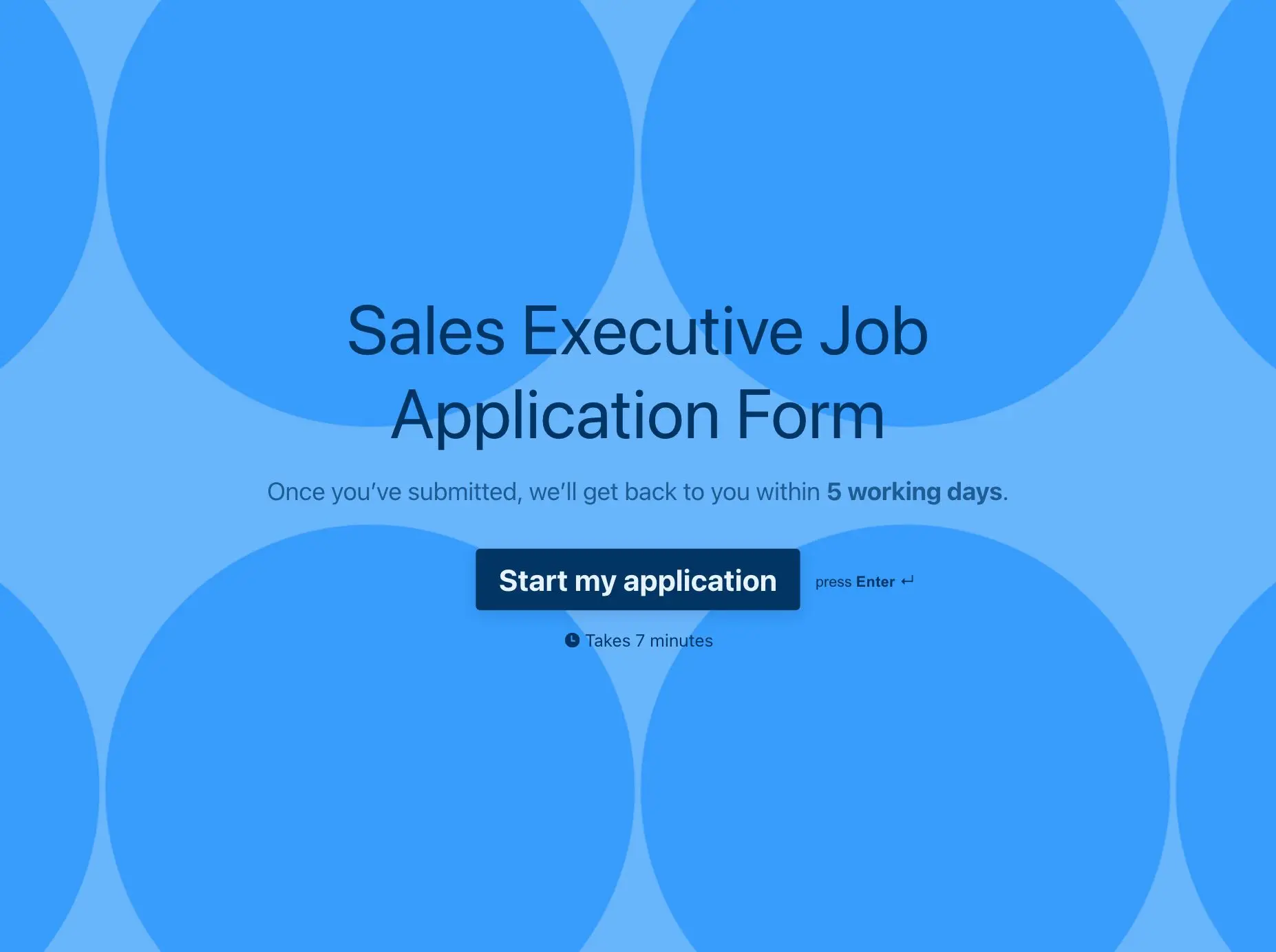 Sales Executive Job Application Form Template Hero