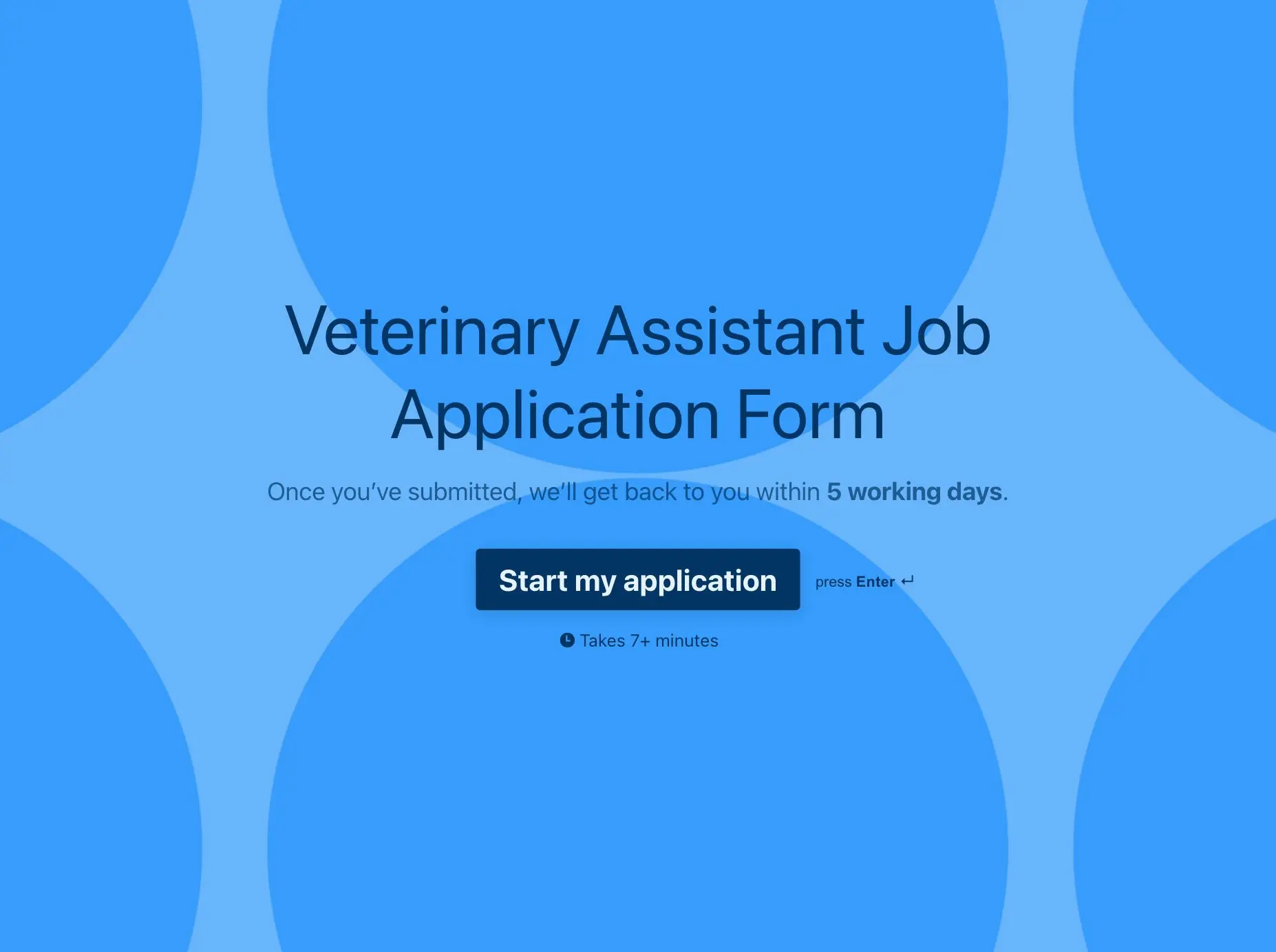 Veterinary Assistant Job Application Form Template Hero