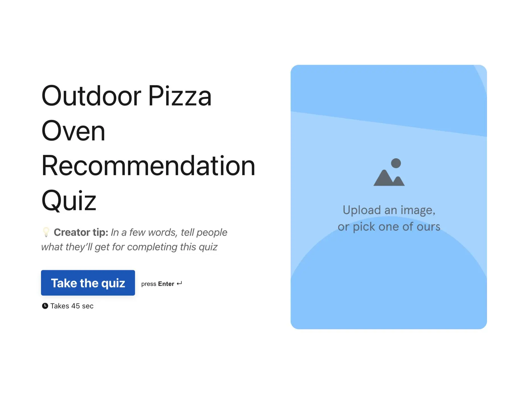 Outdoor Pizza Oven Recommendation Quiz Template Hero