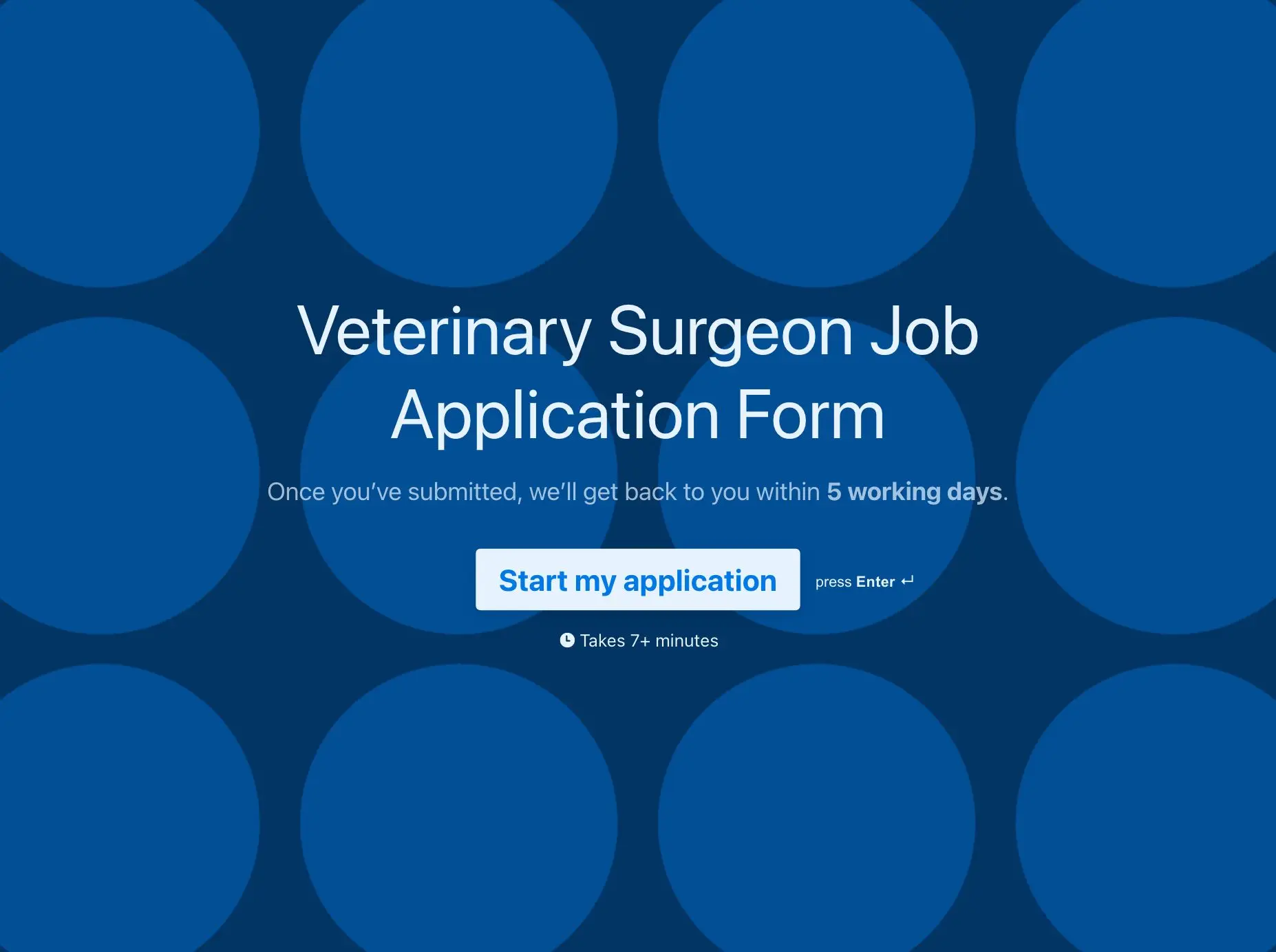 Veterinary Surgeon Job Application Form Template Hero
