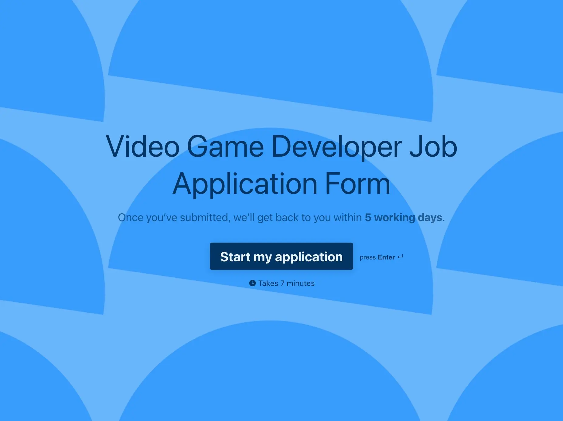 Video Game Developer Job Application Form Template Hero