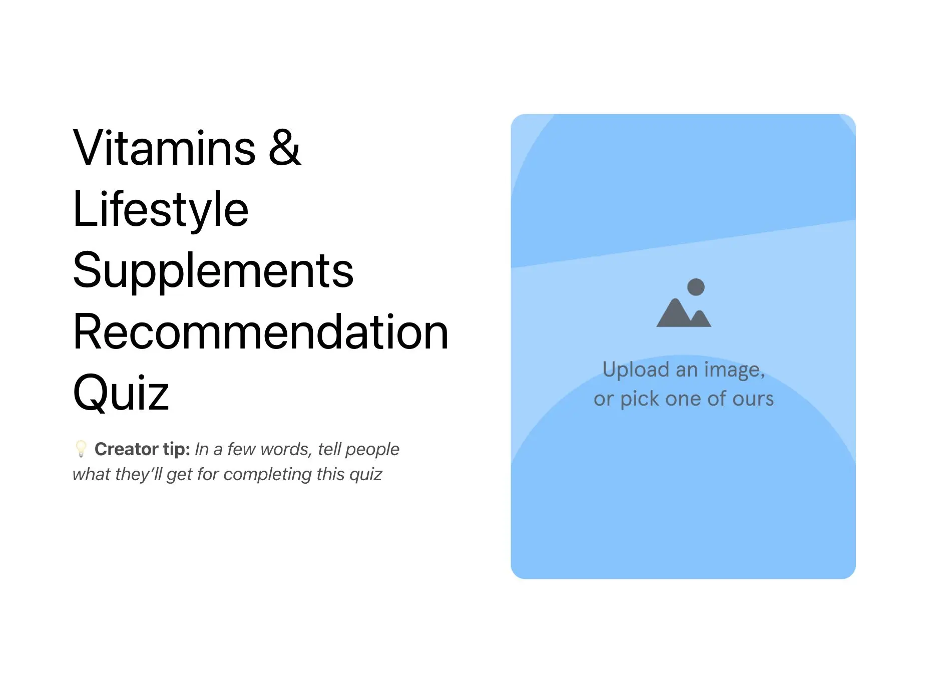 Vitamins & Lifestyle Supplements Recommendation Quiz Template Hero