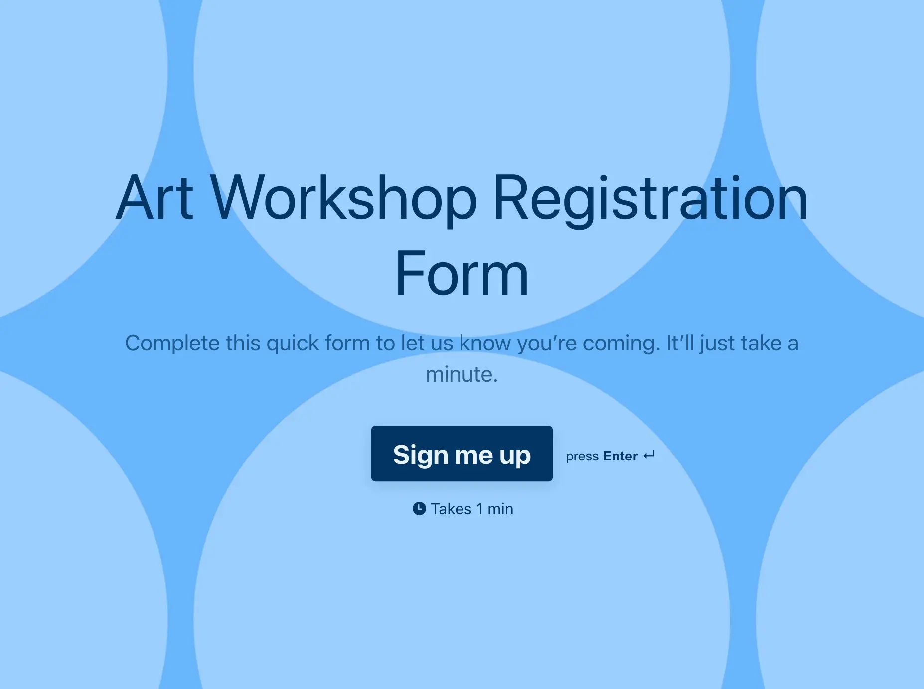Art Workshop Registration Form Template Hero