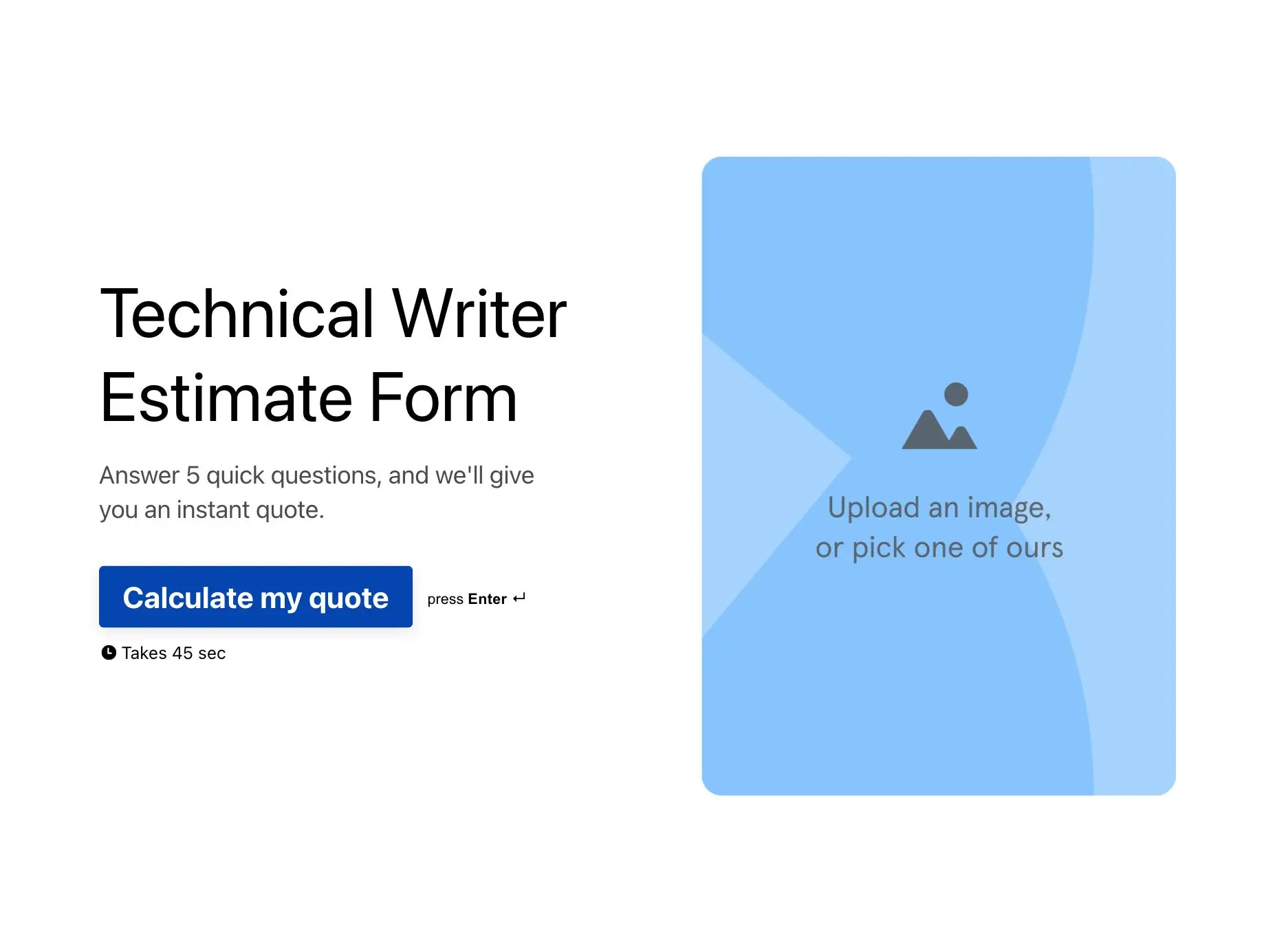 Technical Writer Estimate Form Template Hero