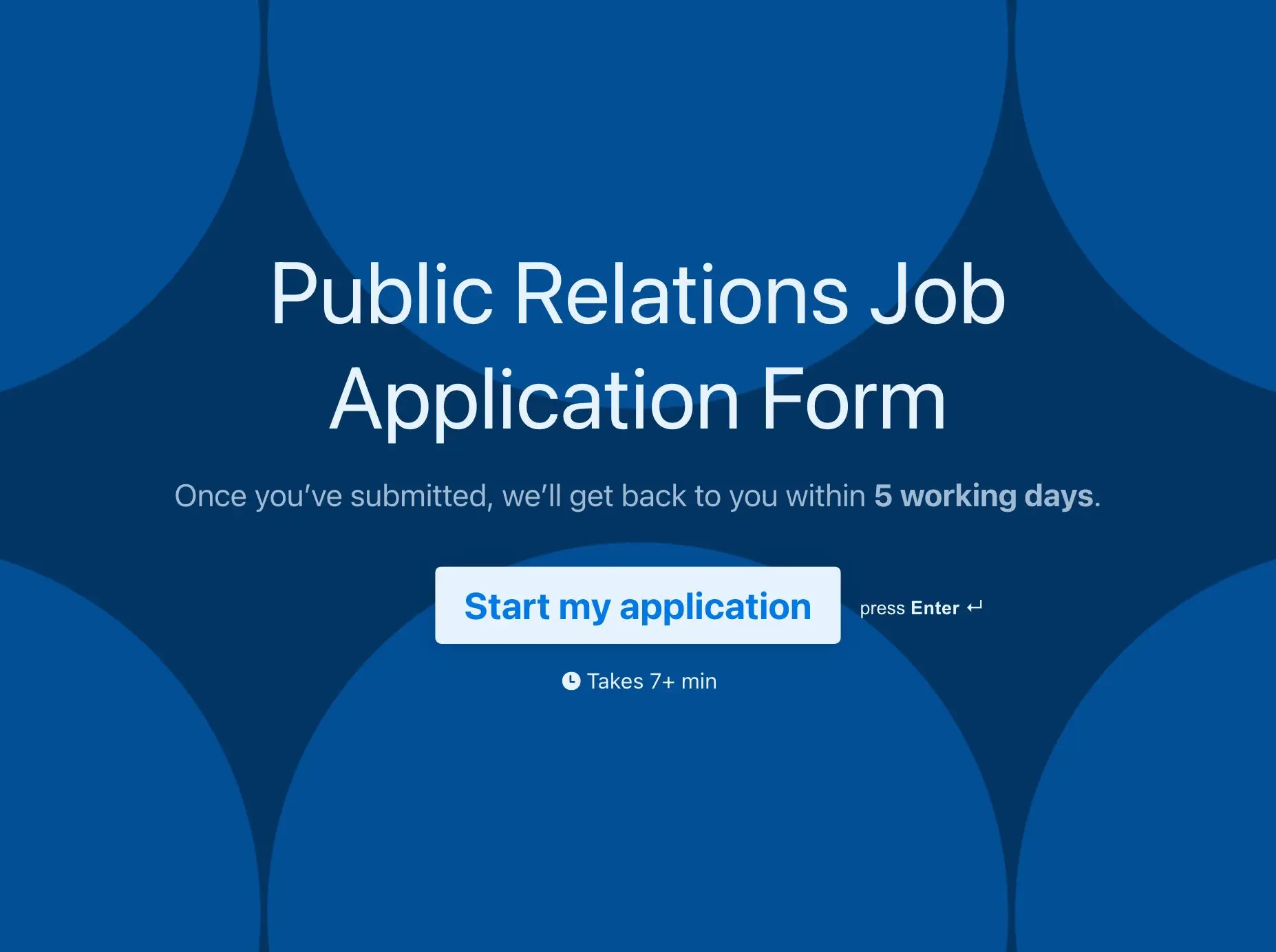 Public Relations Job Application Form Template Hero