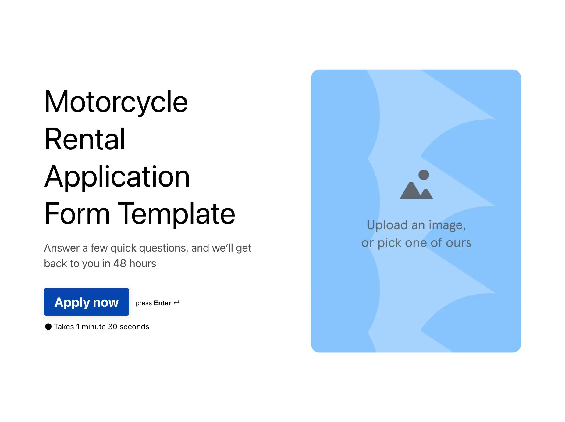 Motorcycle Rental Application Form Template Hero