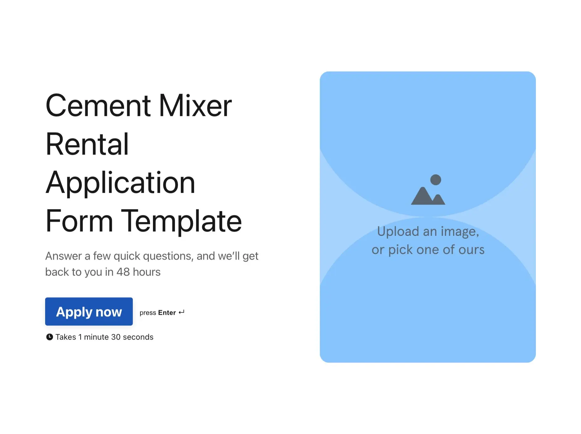 Cement Mixer Rental Application Form Template Hero