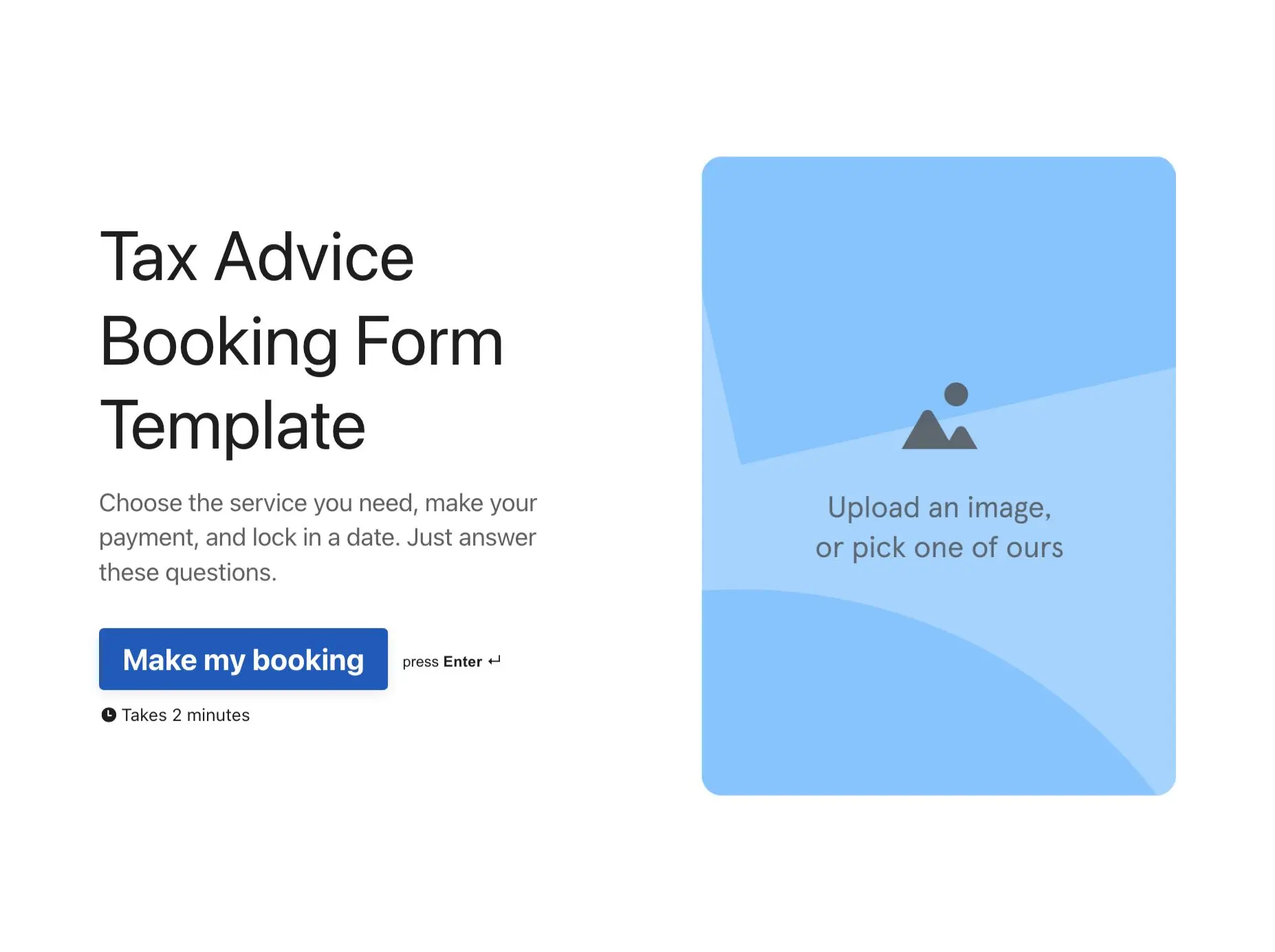 Tax Advice Booking Form Template Hero
