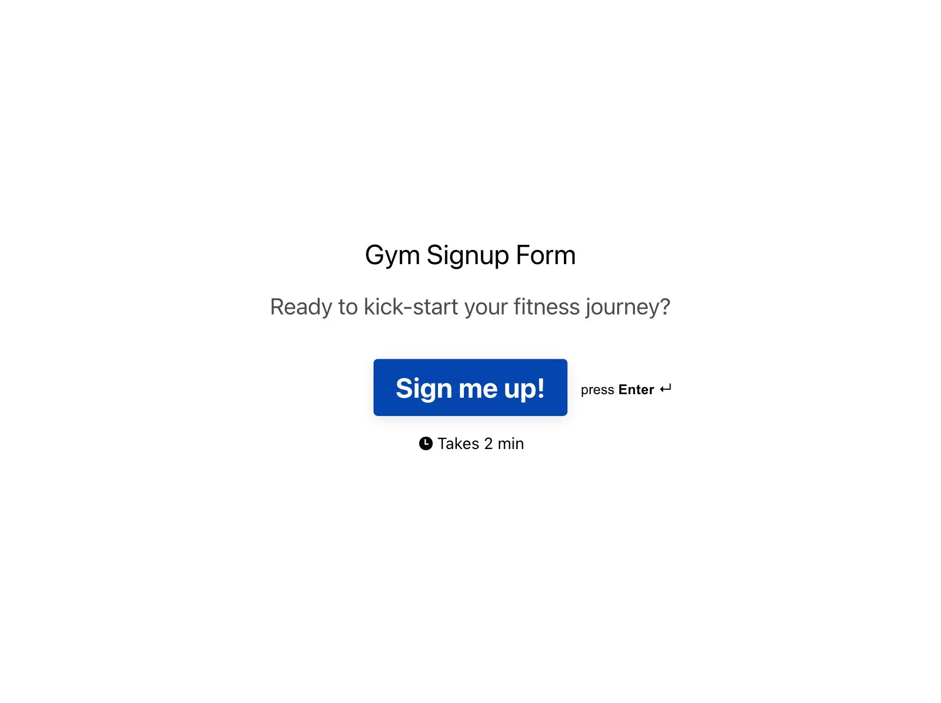 Gym Signup Form Template Hero