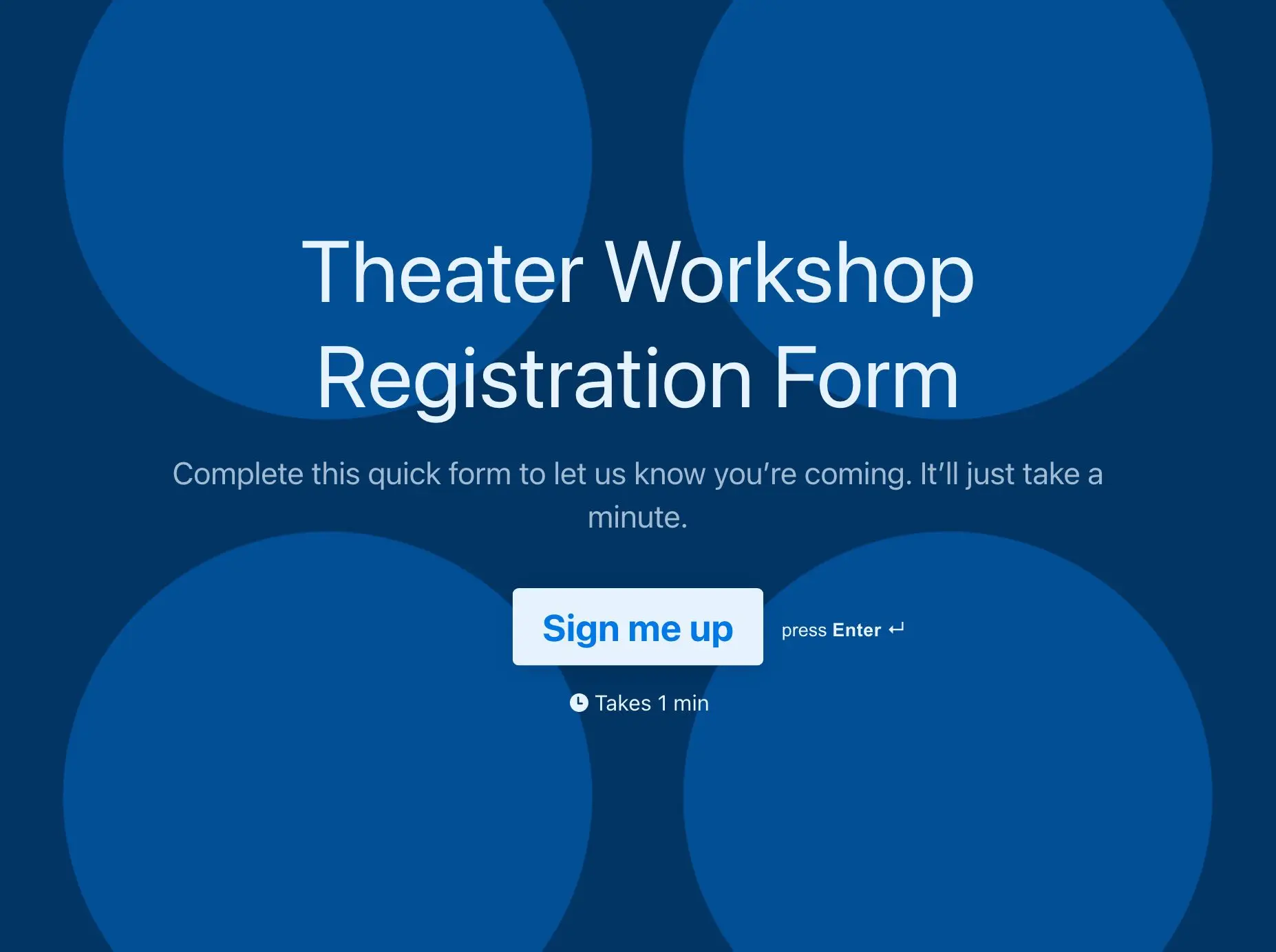 Theater Workshop Registration Form Template Hero