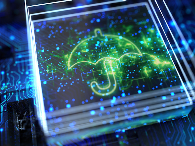 web developer data code showing an umbrella on a computer