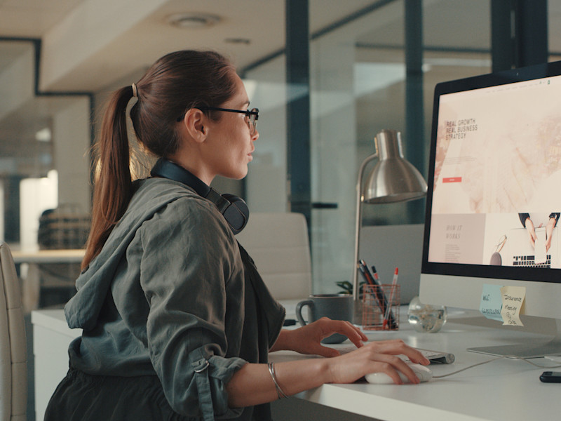 Female Freelance Developer Working on Project