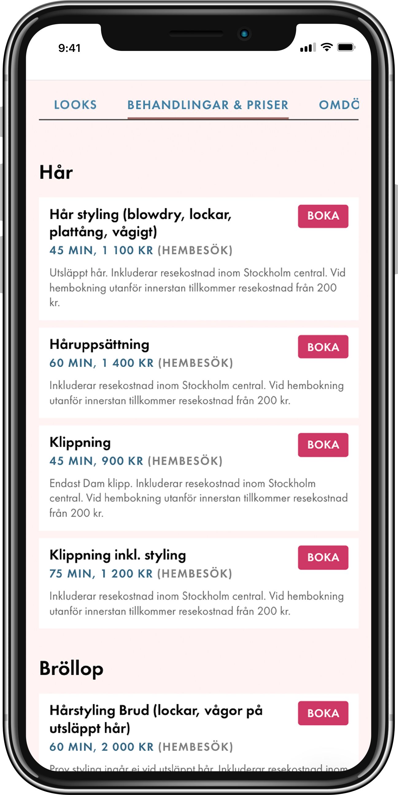Boka hem eller på salong