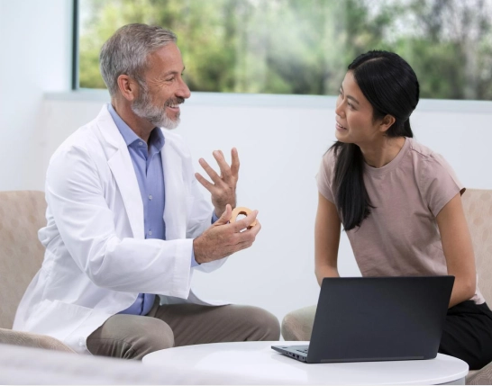 Man and woman talking