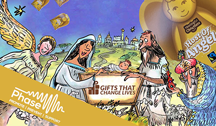 Gift image for the Christmas chocolate angels and booklets for one class gift.