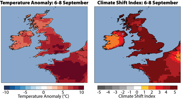 Climate Shift Index Alert United Kingdom September Climate Central