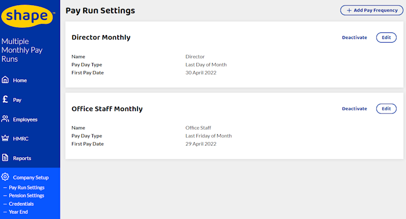 Multiple Same Frequency Pay Runs