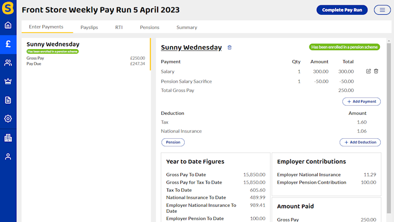 Employee added to salary sacrifice pension.