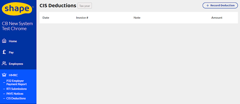 CIS Deductions main screen