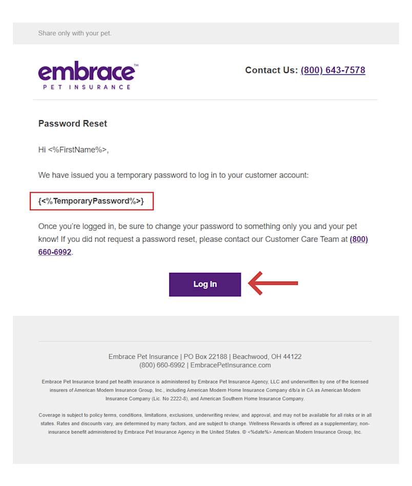 Upon receiving a temporary password via email, select the Log In button