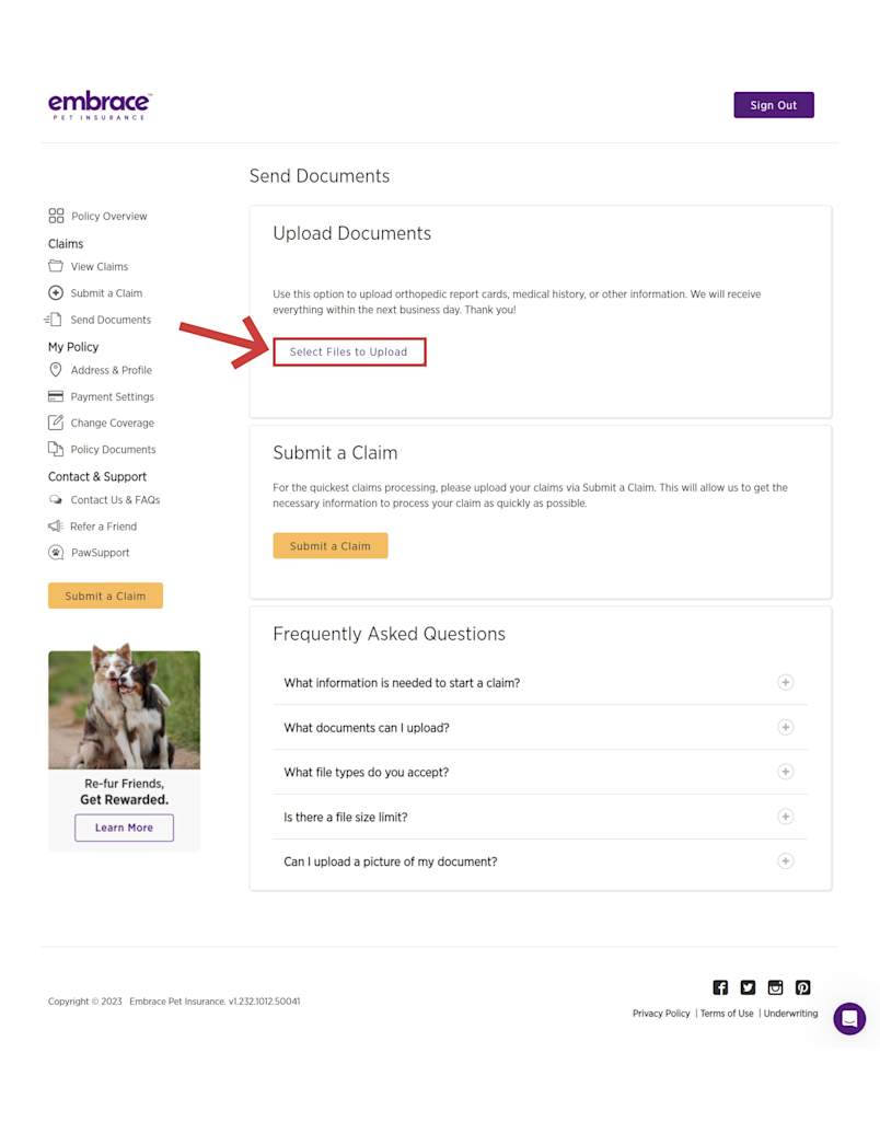 An image illustrating How to Select Files to Upload via MyEmbrace for Pre-Certification