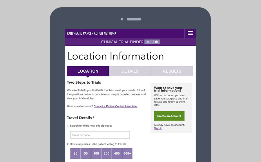 Springbox Pancreatic Action Network Clinical Trial Finder Location Information