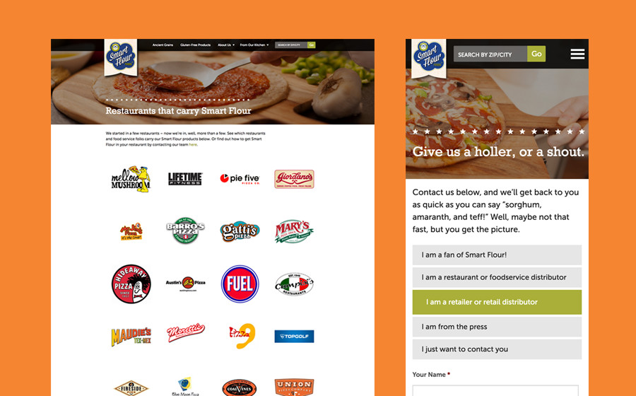 Springbox CPG Websites Smart Flour Restaurant Carries Contact