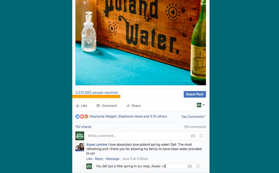 Springbox Community Management Poland Spring Facebook Post Boost