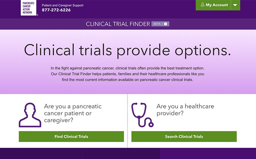 Springbox Pancreatic Action Network Clinical Trial Finder Search