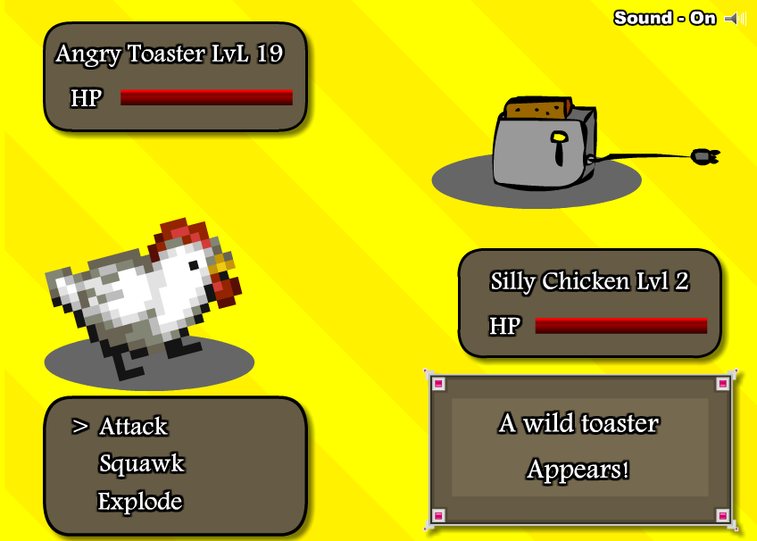 Pokemon Battle scene from the silly chicken game