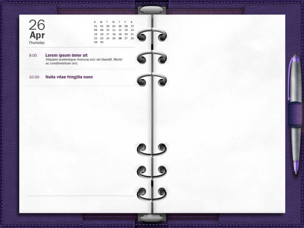 Agenda webapp made to look like real-life filofax with dynamic calendar and paging.