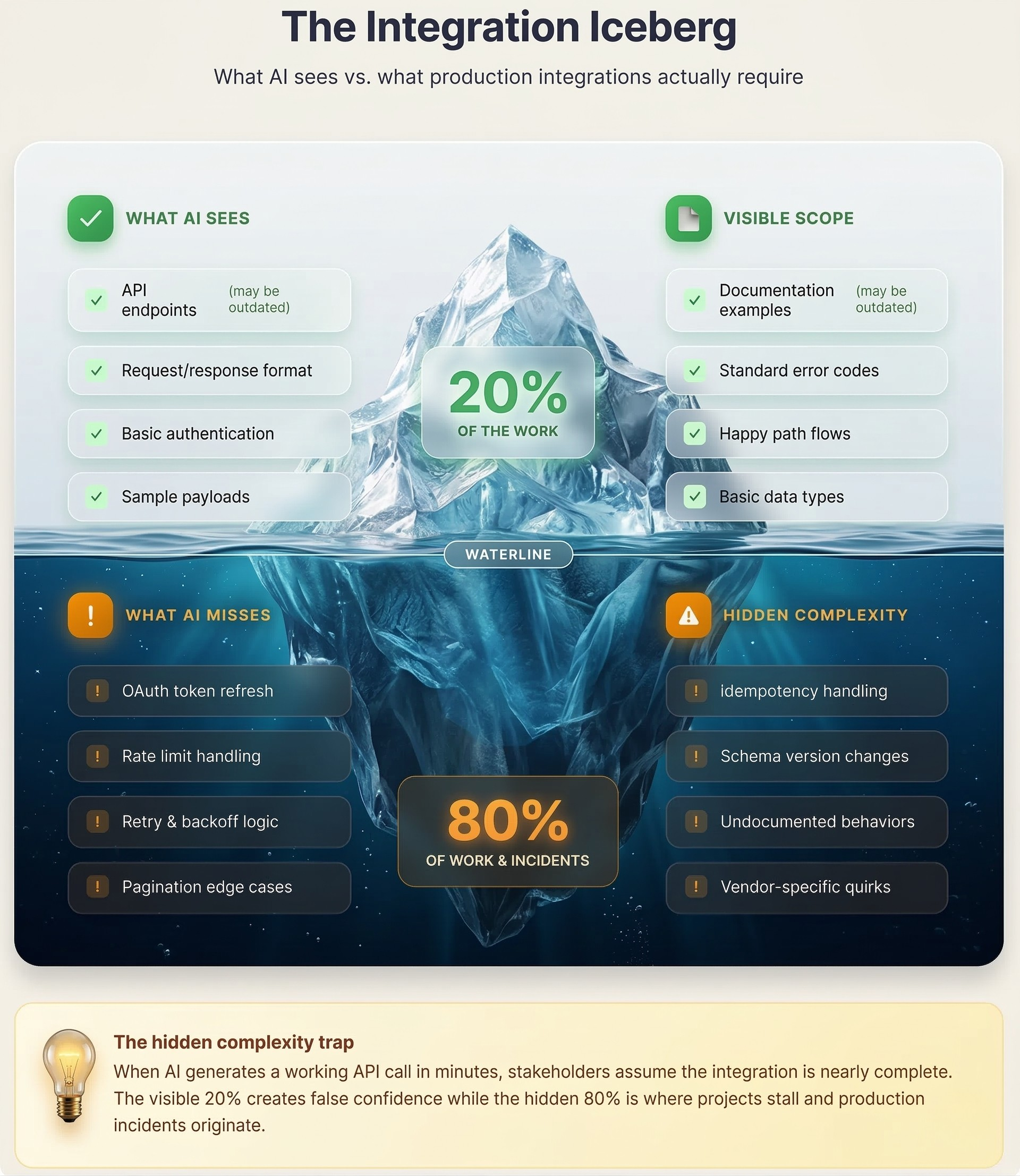 Top Pitfalls of Letting AI Build Your Integrations iceberg