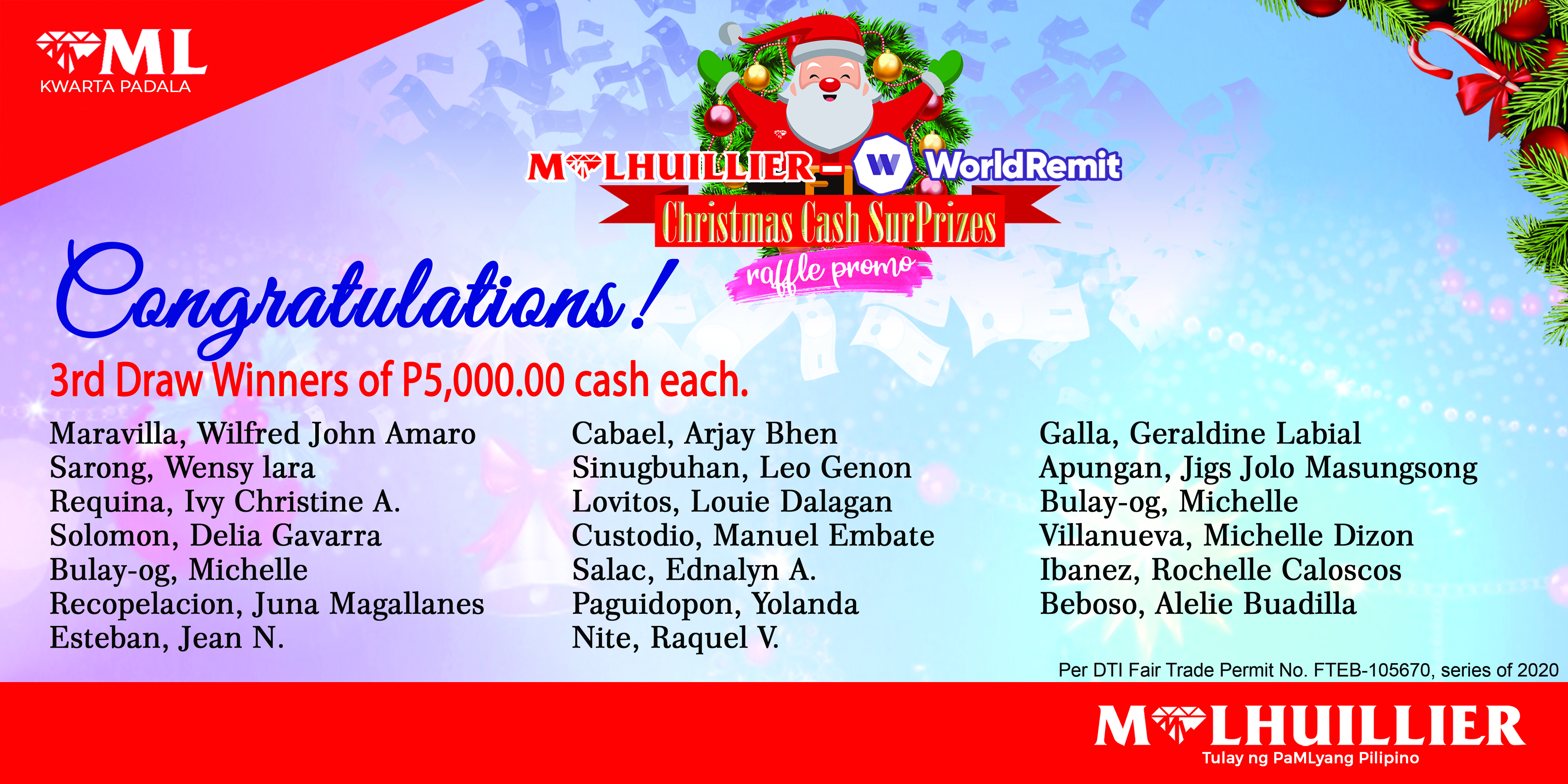 3rd Draw Winners