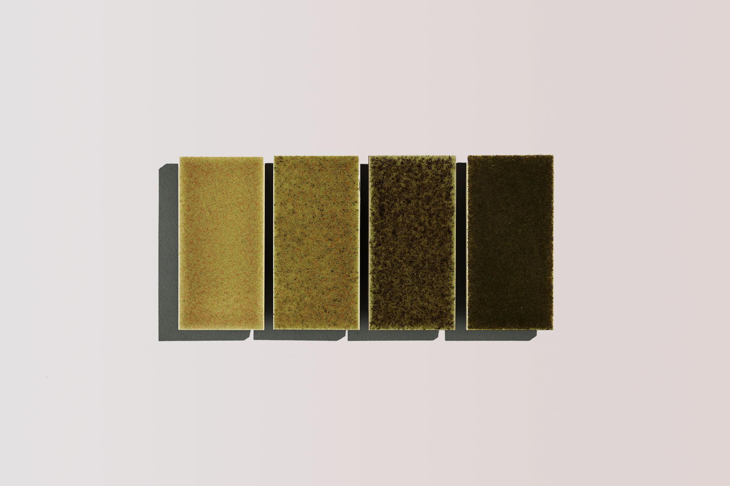 ExCinere Verdigris in the 98 ✕ 48mm format, glazes E, F, G, H.