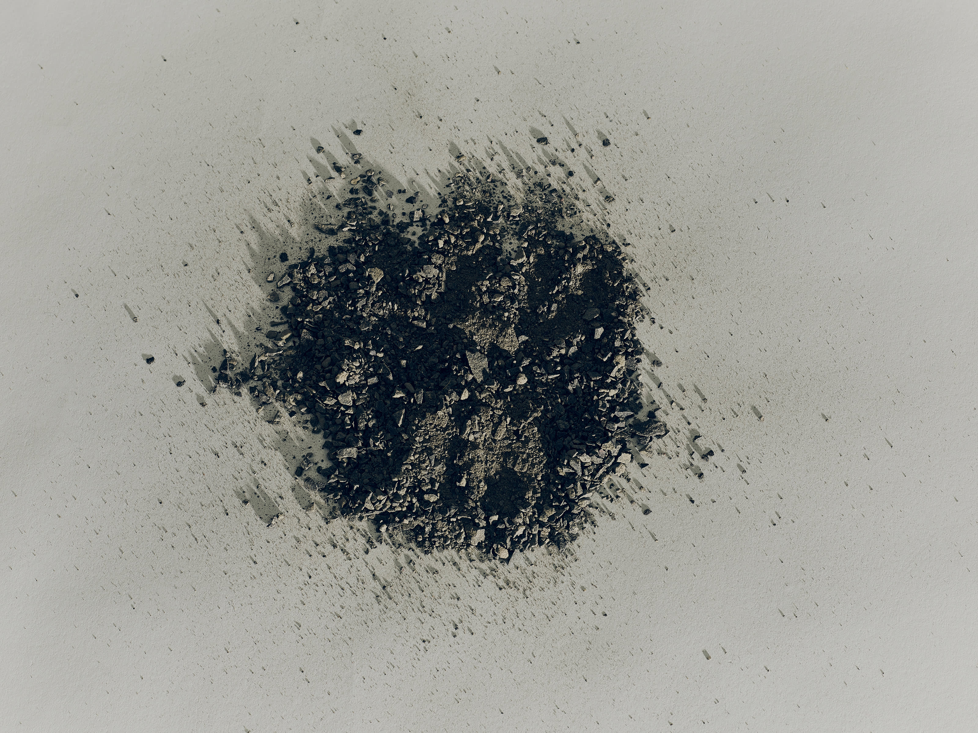 Mixed particles of volcanic ash. 