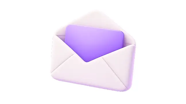 Open envelope with a message card